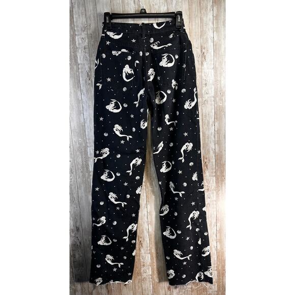 Zara Woman The Trevor Full Length Jeans 2 Black Mermaid Sea Shell Straight Leg‎ - Picture 3 of 11